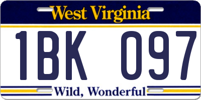 WV license plate 1BK097