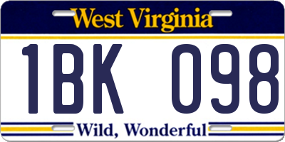 WV license plate 1BK098