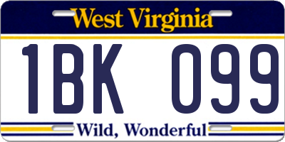 WV license plate 1BK099