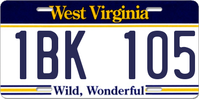 WV license plate 1BK105