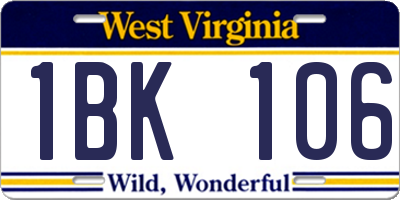 WV license plate 1BK106