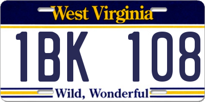 WV license plate 1BK108