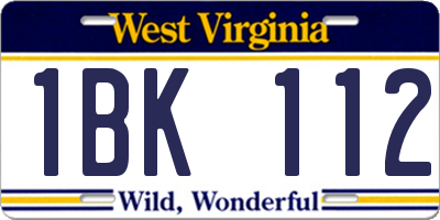 WV license plate 1BK112