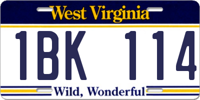 WV license plate 1BK114
