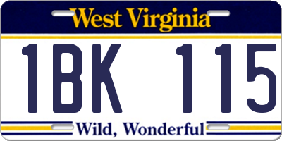 WV license plate 1BK115