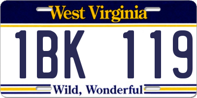 WV license plate 1BK119