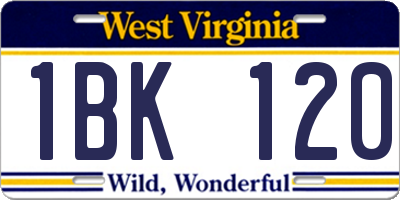 WV license plate 1BK120