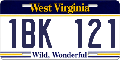 WV license plate 1BK121