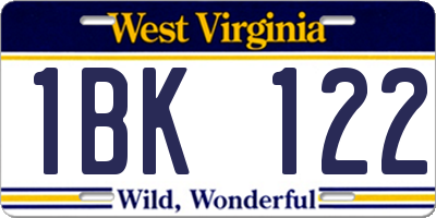 WV license plate 1BK122