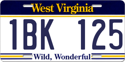 WV license plate 1BK125