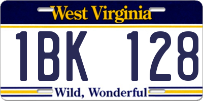 WV license plate 1BK128