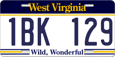 WV license plate 1BK129