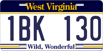 WV license plate 1BK130