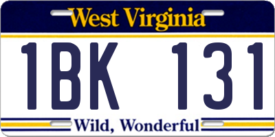WV license plate 1BK131