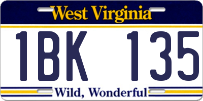WV license plate 1BK135