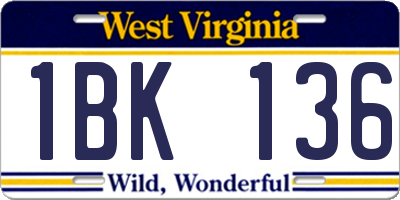 WV license plate 1BK136