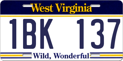 WV license plate 1BK137
