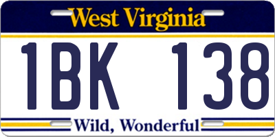 WV license plate 1BK138