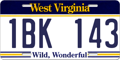 WV license plate 1BK143