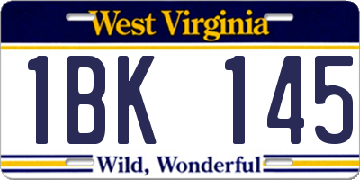 WV license plate 1BK145