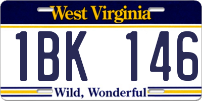WV license plate 1BK146