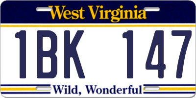 WV license plate 1BK147