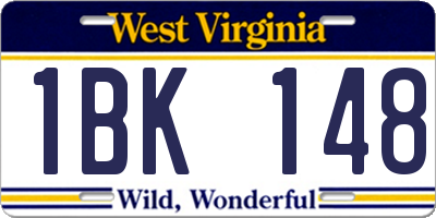 WV license plate 1BK148