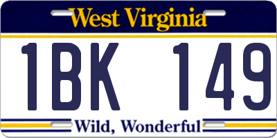 WV license plate 1BK149
