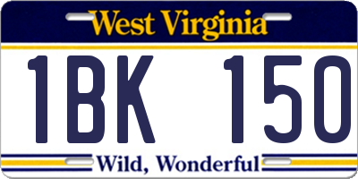WV license plate 1BK150