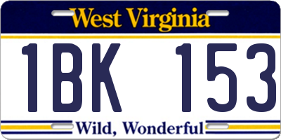 WV license plate 1BK153