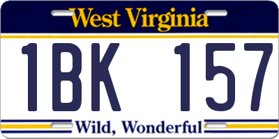 WV license plate 1BK157