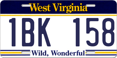 WV license plate 1BK158