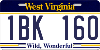 WV license plate 1BK160