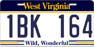 WV license plate 1BK164