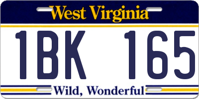 WV license plate 1BK165