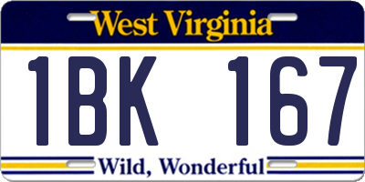 WV license plate 1BK167