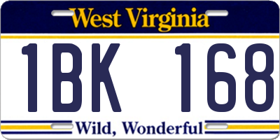 WV license plate 1BK168