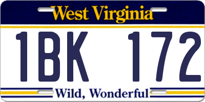 WV license plate 1BK172