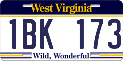 WV license plate 1BK173