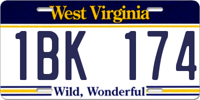 WV license plate 1BK174