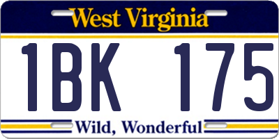 WV license plate 1BK175