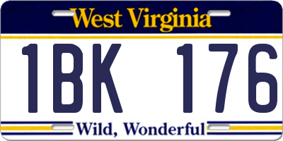 WV license plate 1BK176