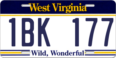 WV license plate 1BK177