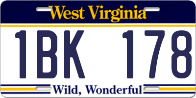 WV license plate 1BK178