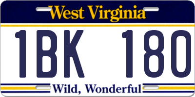 WV license plate 1BK180