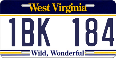 WV license plate 1BK184