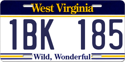 WV license plate 1BK185