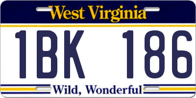 WV license plate 1BK186