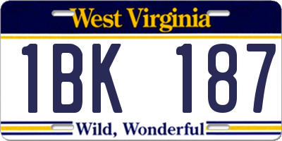 WV license plate 1BK187