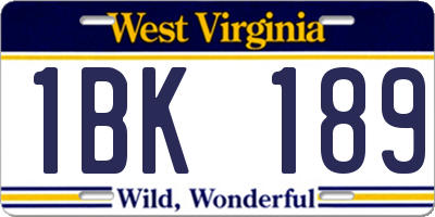 WV license plate 1BK189